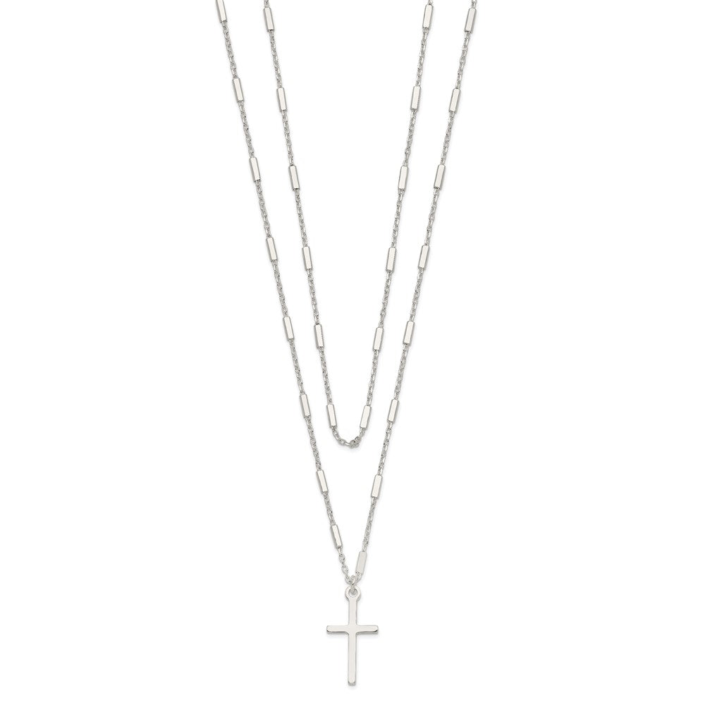 FJC Finejewelers 925 Sterling Silver Fancy Cross Double Strand Necklace 16 Inches x 9 mm