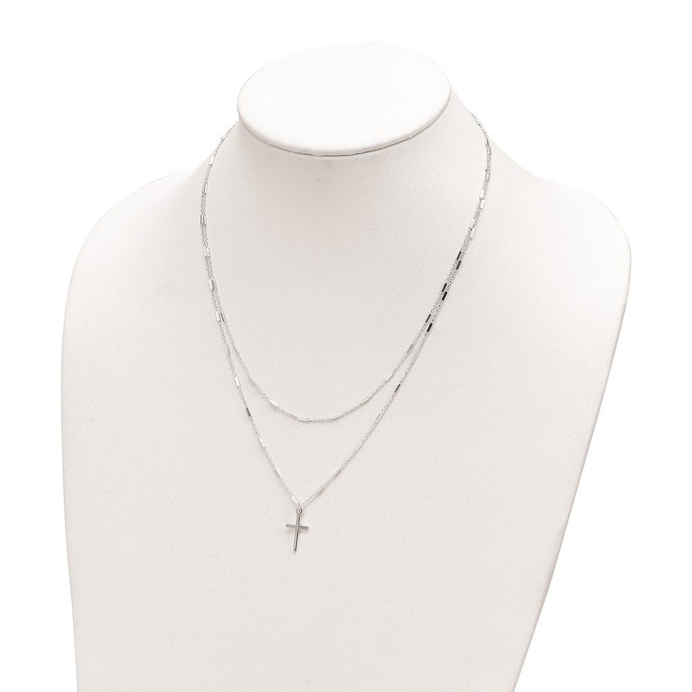 FJC Finejewelers 925 Sterling Silver Fancy Cross Double Strand Necklace 16 Inches x 9 mm