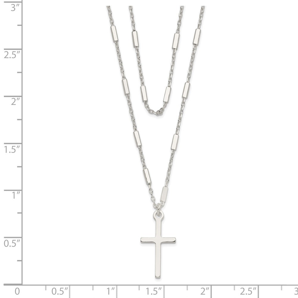 FJC Finejewelers 925 Sterling Silver Fancy Cross Double Strand Necklace 16 Inches x 9 mm