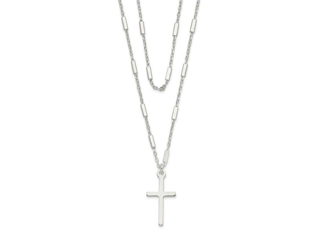 FJC Finejewelers 925 Sterling Silver Fancy Cross Double Strand Necklace 16 Inches x 9 mm