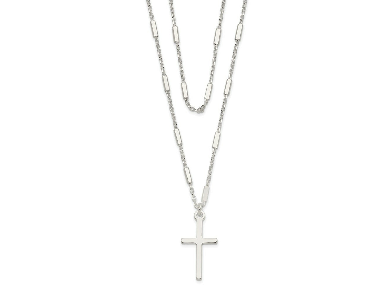 FJC Finejewelers 925 Sterling Silver Fancy Cross Double Strand Necklace 16 Inches x 9 mm