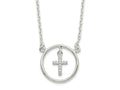 FJC Finejewelers 925 Sterling Silver CZ Cross in Circle Necklace 16 Inches x 15 mm