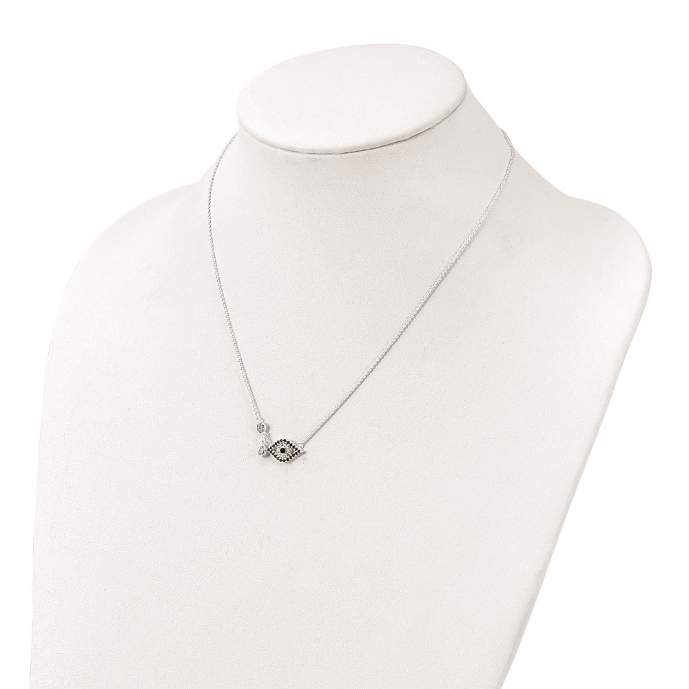 FJC Finejewelers 925 Sterling Silver Polished CZ Evil Eye Necklace 18 Inches