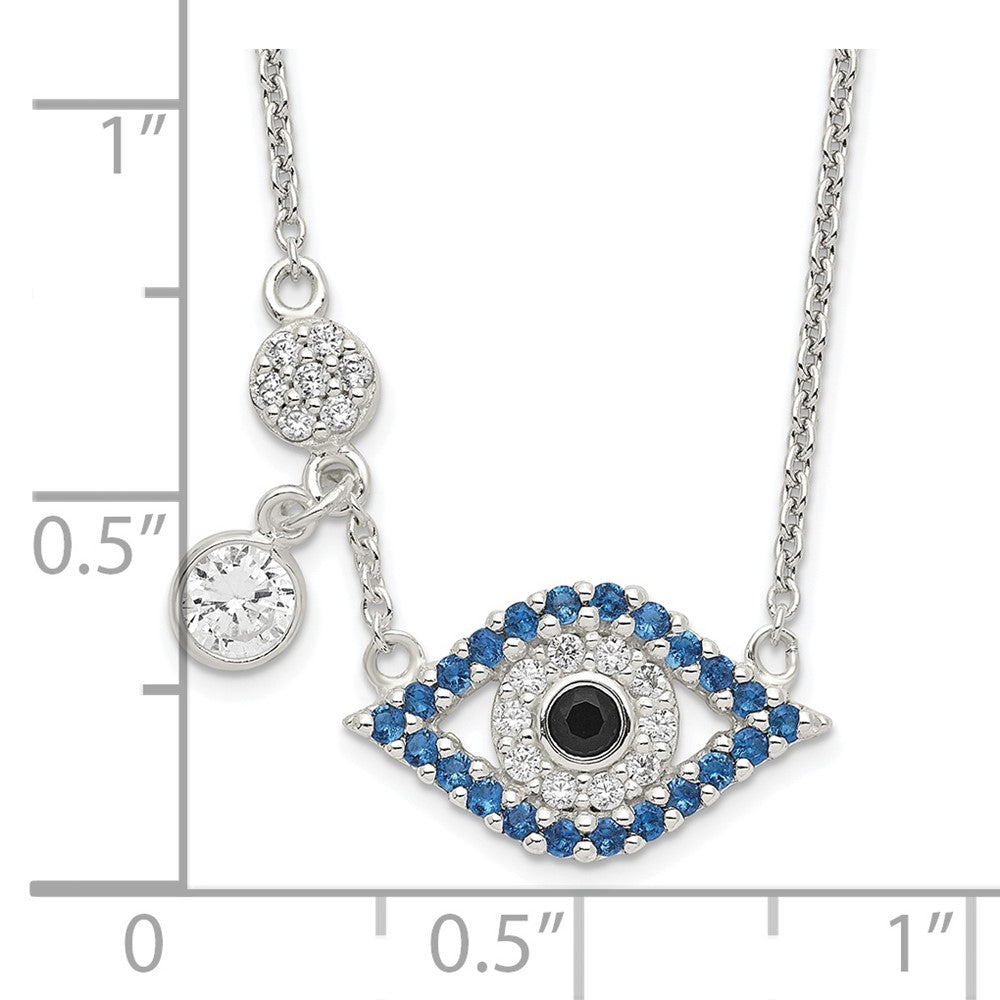 FJC Finejewelers 925 Sterling Silver Polished CZ Evil Eye Necklace 18 Inches