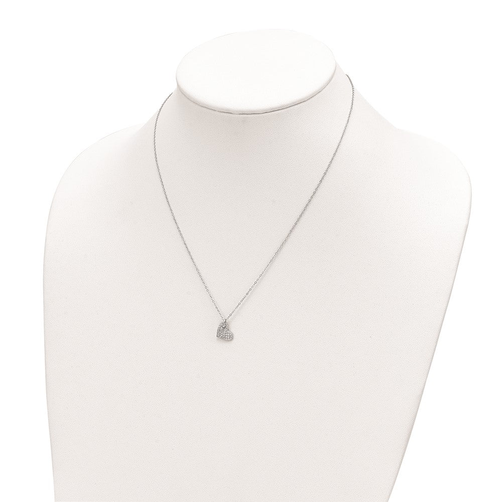 FJC Finejewelers 925 Sterling Silver Rhodium Plated Polished CZ Heart Necklace 18 Inches x 9 mm