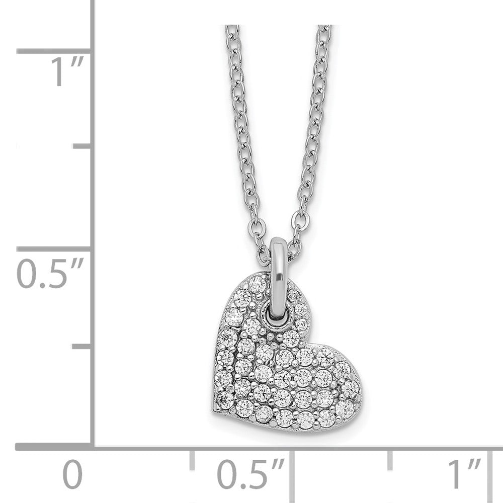FJC Finejewelers 925 Sterling Silver Rhodium Plated Polished CZ Heart Necklace 18 Inches x 9 mm