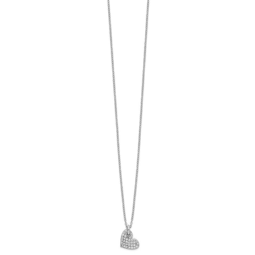 FJC Finejewelers 925 Sterling Silver Rhodium Plated Polished CZ Heart Necklace 18 Inches x 9 mm