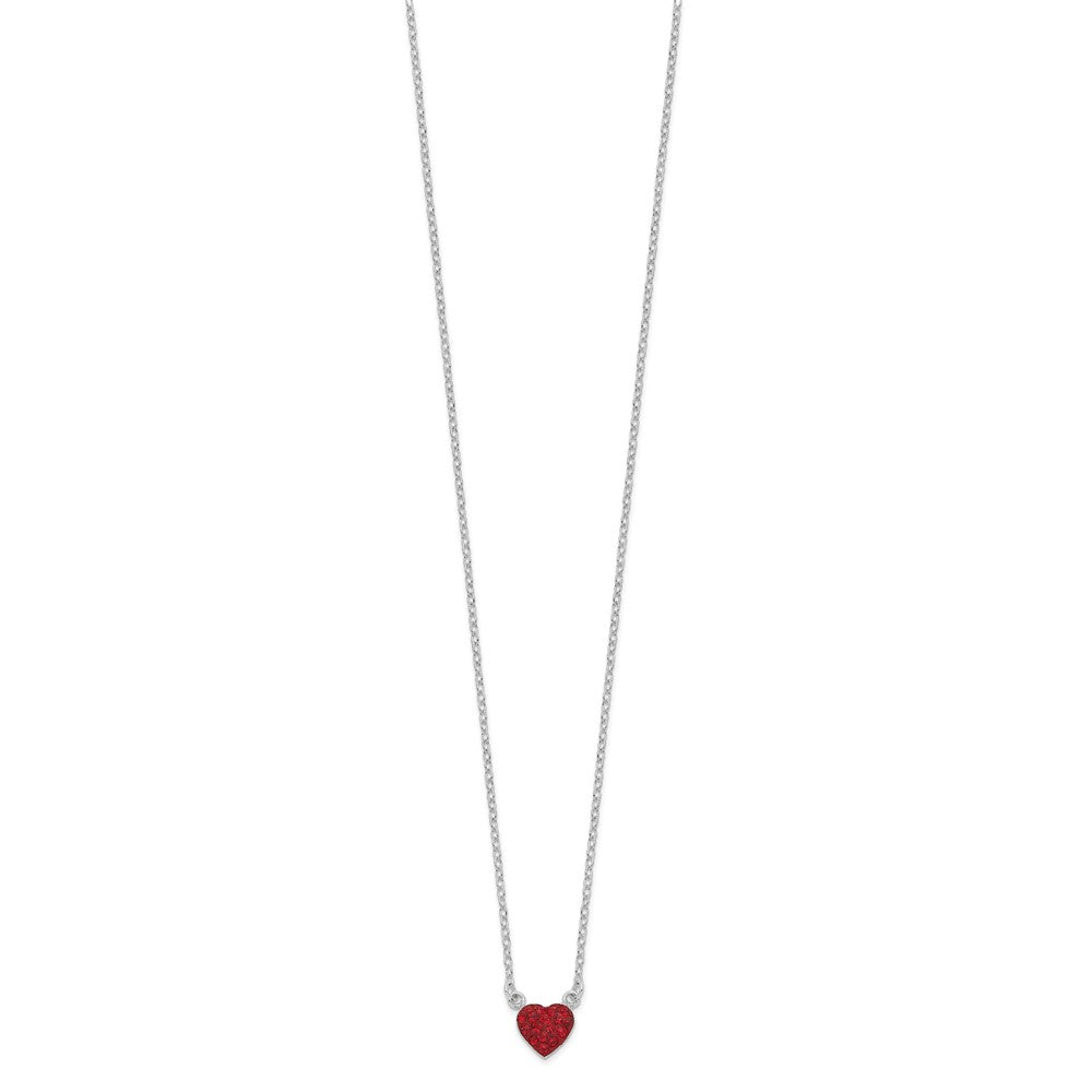 FJC Finejewelers 925 Sterling Silver 18.25in  Polished Red Crystal Heart Necklace 18 Inches x 8 mm