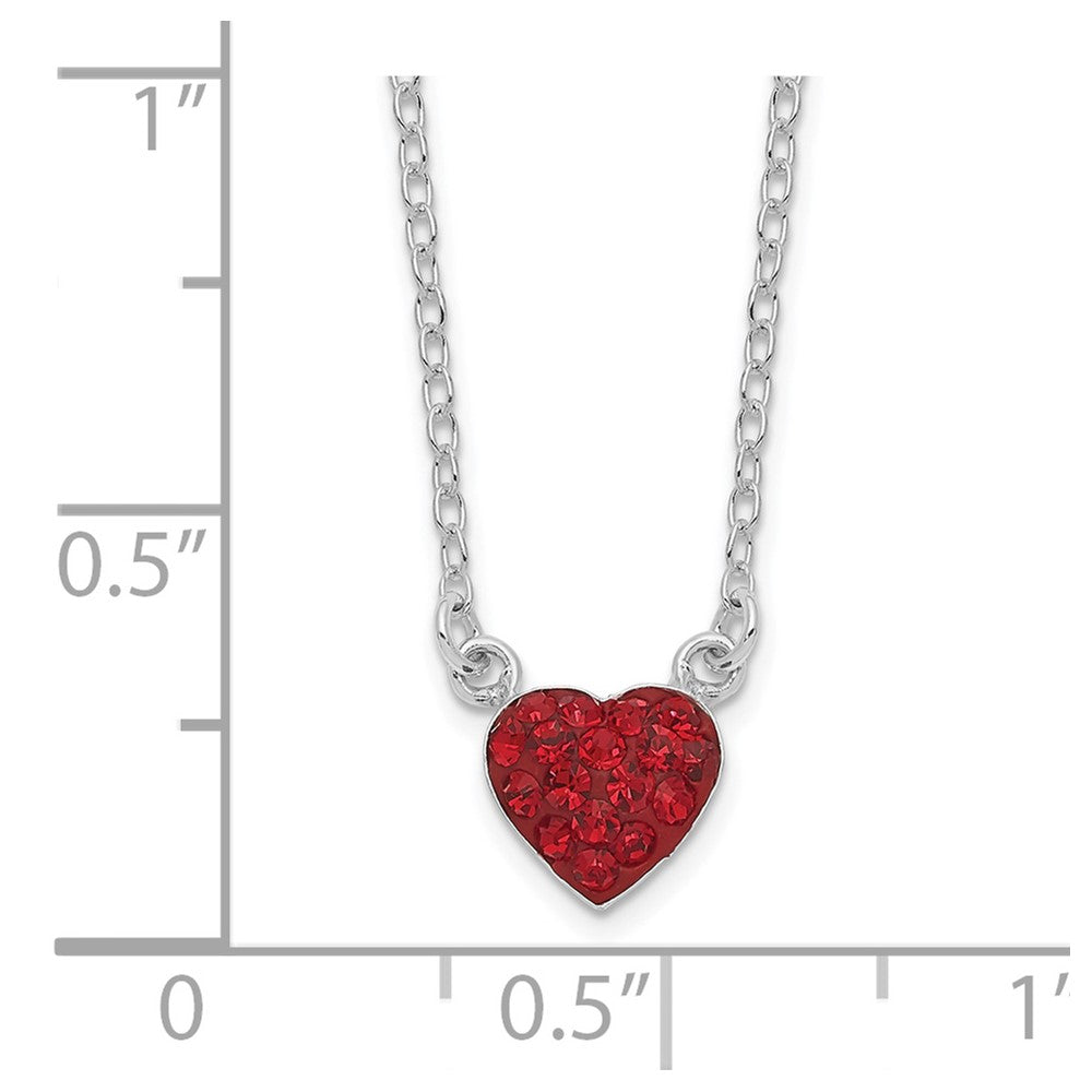 FJC Finejewelers 925 Sterling Silver 18.25in  Polished Red Crystal Heart Necklace 18 Inches x 8 mm