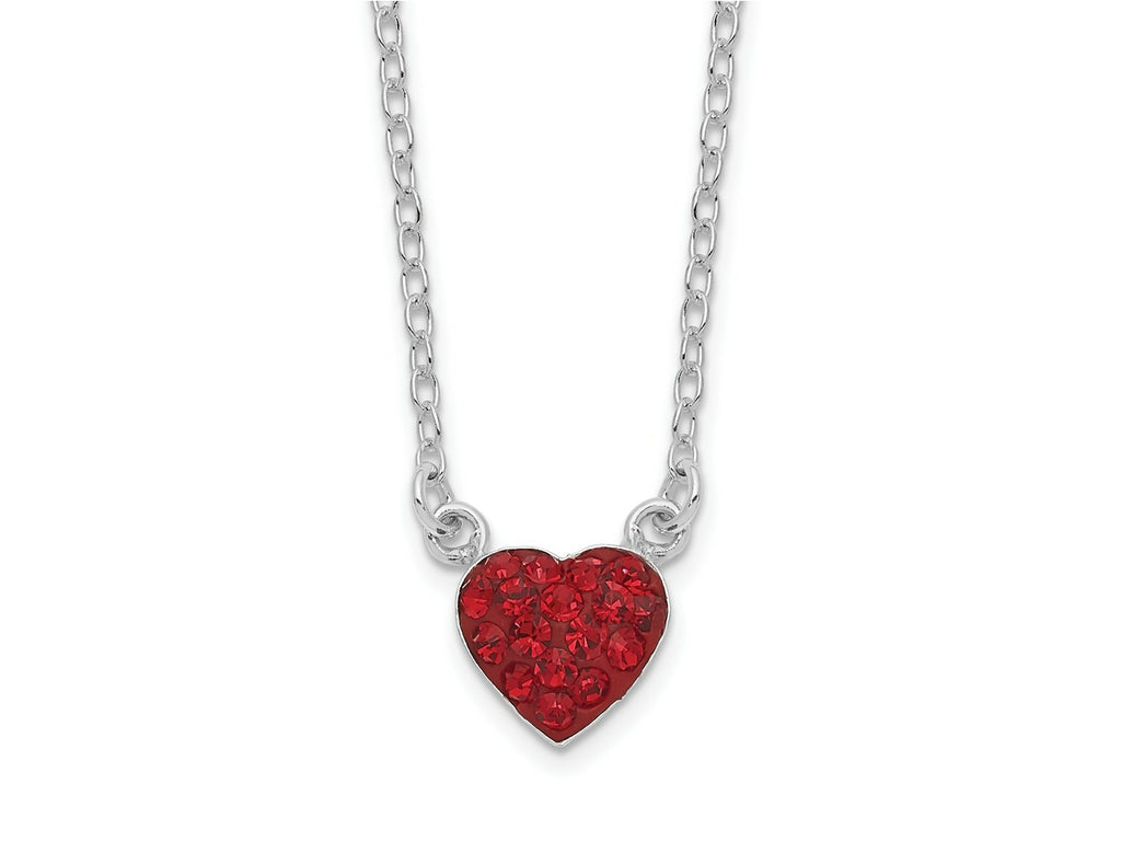 FJC Finejewelers 925 Sterling Silver 18.25in  Polished Red Crystal Heart Necklace 18 Inches x 8 mm