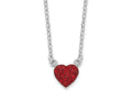 FJC Finejewelers 925 Sterling Silver 18.25in  Polished Red Crystal Heart Necklace 18 Inches x 8 mm