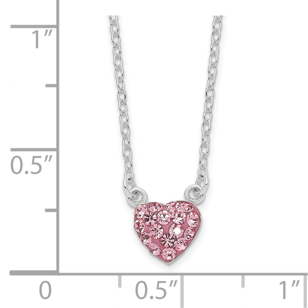 FJC Finejewelers 925 Sterling Silver Rhodium Plated Polished Pink Crystal Heart Necklace 18 Inches x 8 mm