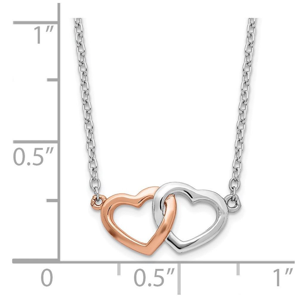 FJC Finejewelers 925 Sterling Silver Cable  Rose Tone Polished Hearts Necklace 18 Inches x 16 mm
