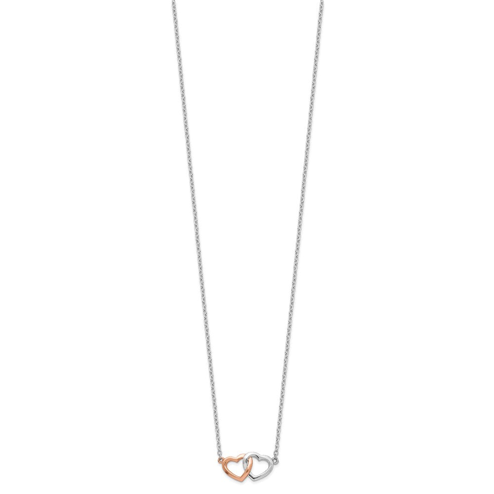 FJC Finejewelers 925 Sterling Silver Cable  Rose Tone Polished Hearts Necklace 18 Inches x 16 mm