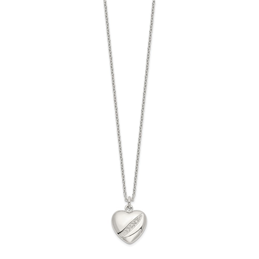 FJC Finejewelers 925 Sterling Silver CZ 16in with 2in ext Heart Necklace 16 Inches x 11 mm
