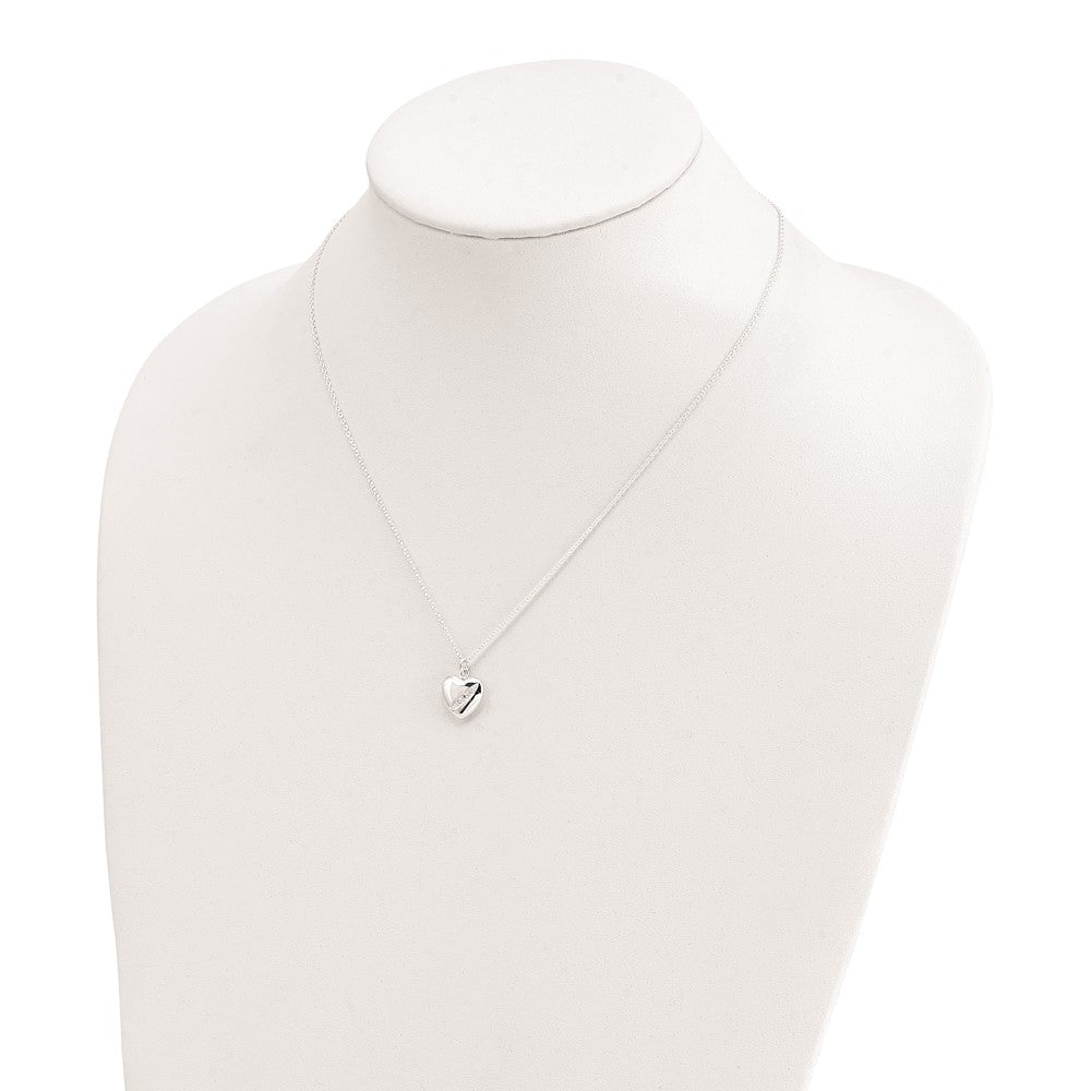 FJC Finejewelers 925 Sterling Silver CZ 16in with 2in ext Heart Necklace 16 Inches x 11 mm