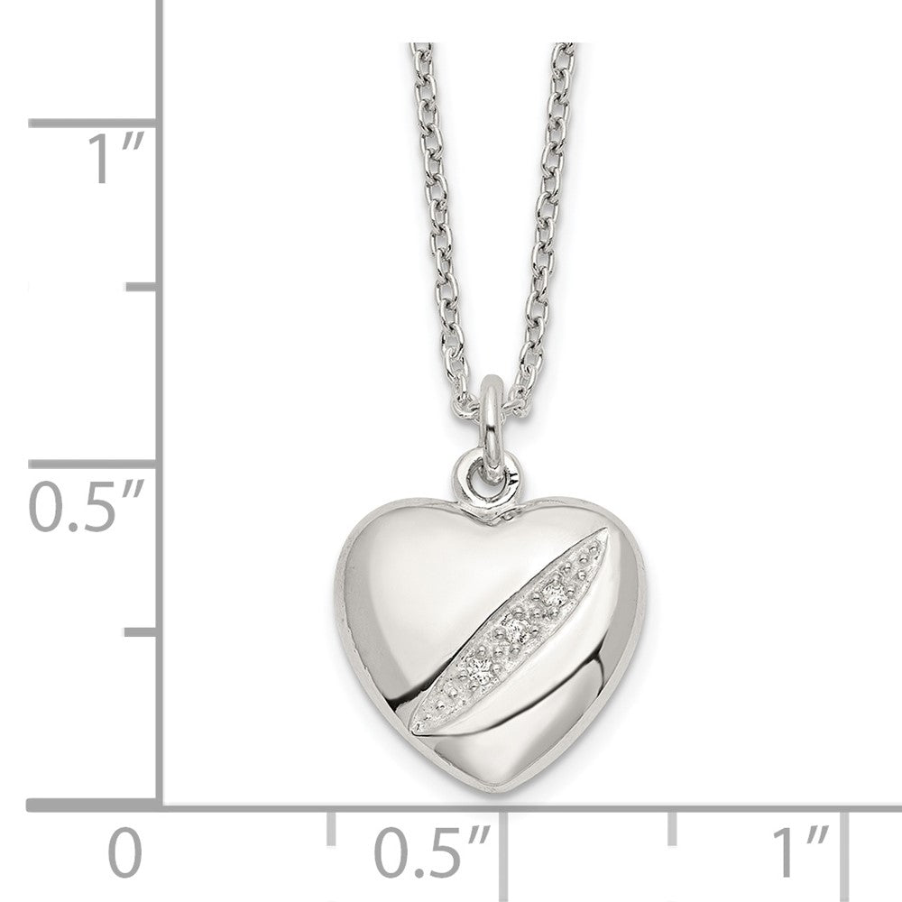FJC Finejewelers 925 Sterling Silver CZ 16in with 2in ext Heart Necklace 16 Inches x 11 mm