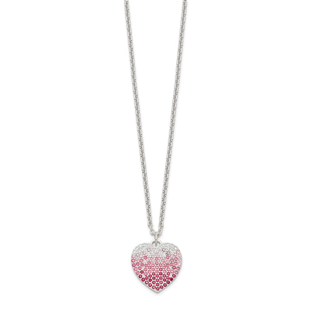 FJC Finejewelers 925 Sterling Silver 18+2in with ext. Pink, Red and Clear CZ Heart Necklace 18 Inches x 14 mm