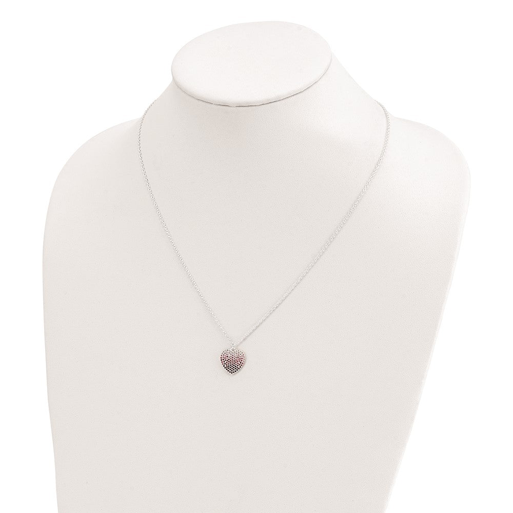 FJC Finejewelers 925 Sterling Silver 18+2in with ext. Pink, Red and Clear CZ Heart Necklace 18 Inches x 14 mm