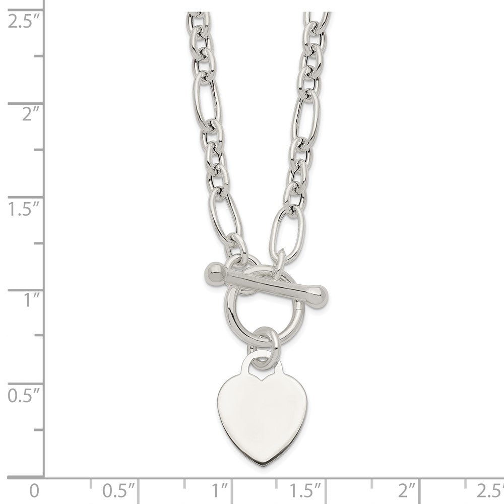 FJC Finejewelers 925 Sterling Silver Polished Heart Charm Fancy Link Necklace 18 Inches x 12 mm
