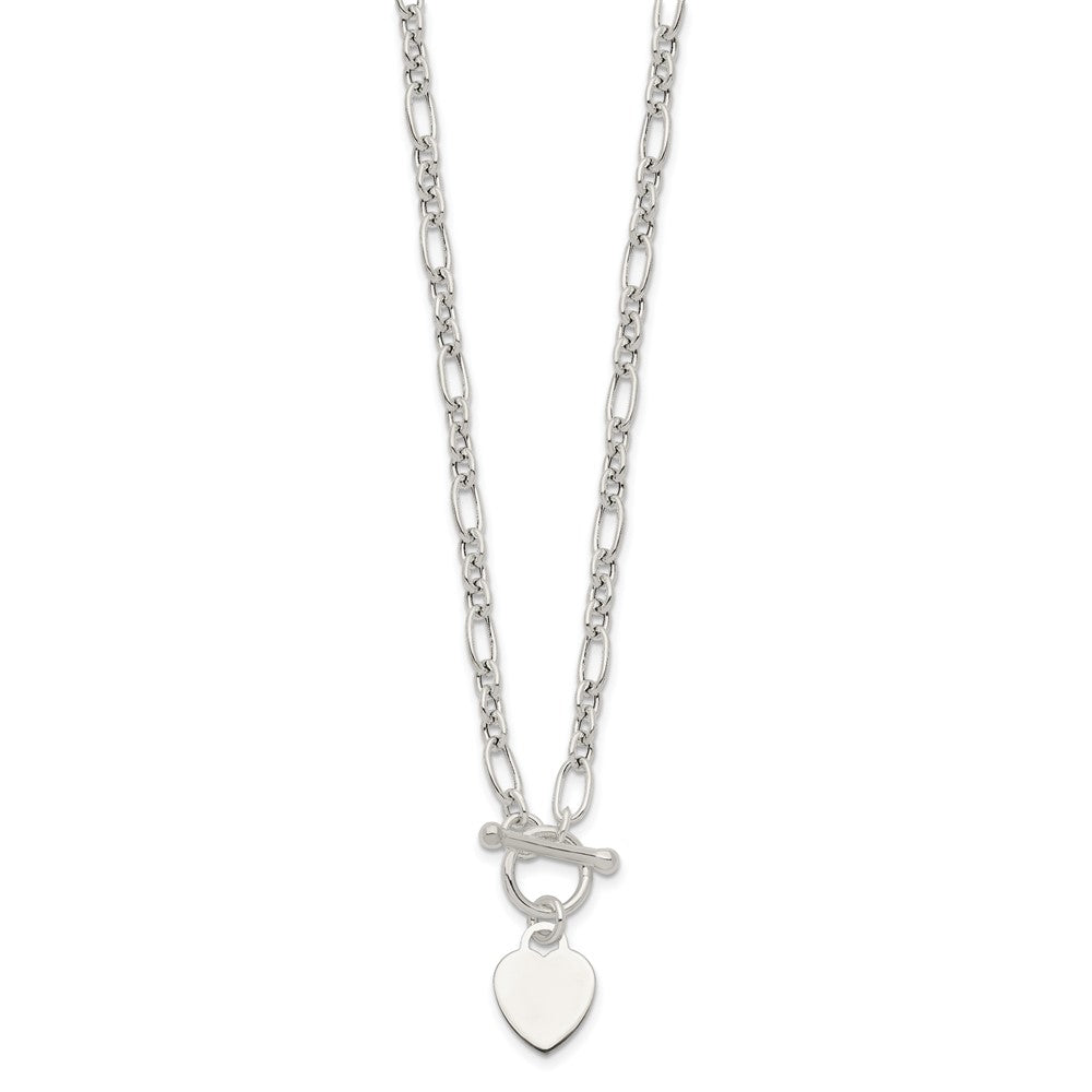 FJC Finejewelers 925 Sterling Silver Polished Heart Charm Fancy Link Necklace 18 Inches x 12 mm