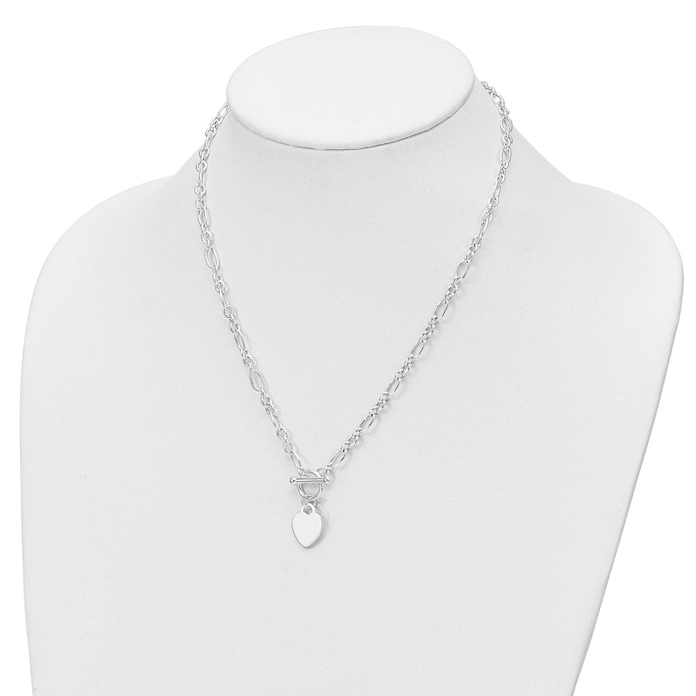 FJC Finejewelers 925 Sterling Silver Polished Heart Charm Fancy Link Necklace 18 Inches x 12 mm