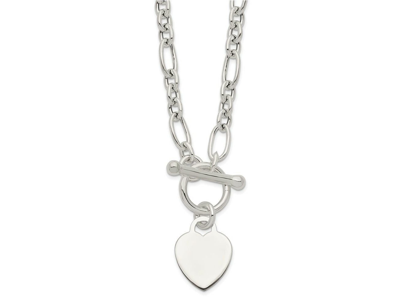 FJC Finejewelers 925 Sterling Silver Polished Heart Charm Fancy Link Necklace 18 Inches x 12 mm