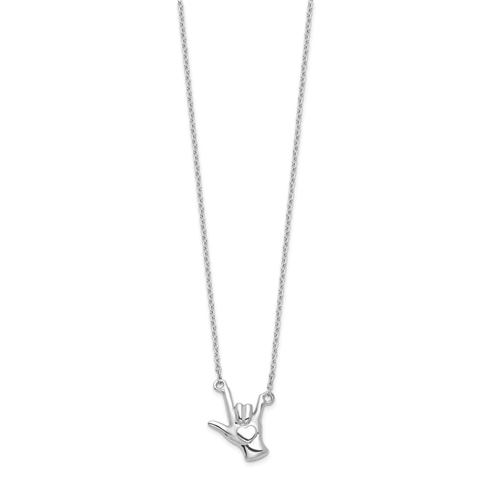 FJC Finejewelers 925 Sterling Silver Cable  I Love You Hand Signal Necklace 18 Inches x 12 mm