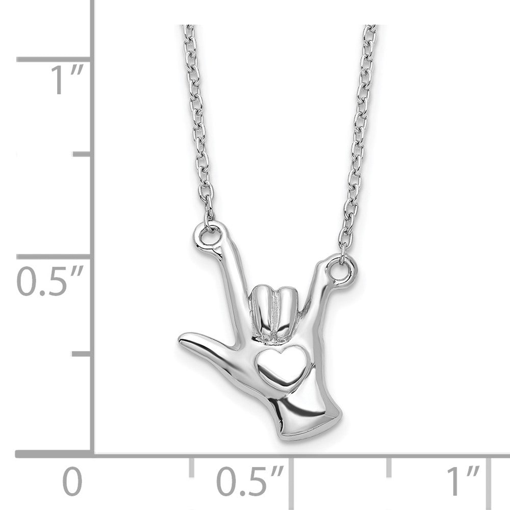 FJC Finejewelers 925 Sterling Silver Cable  I Love You Hand Signal Necklace 18 Inches x 12 mm