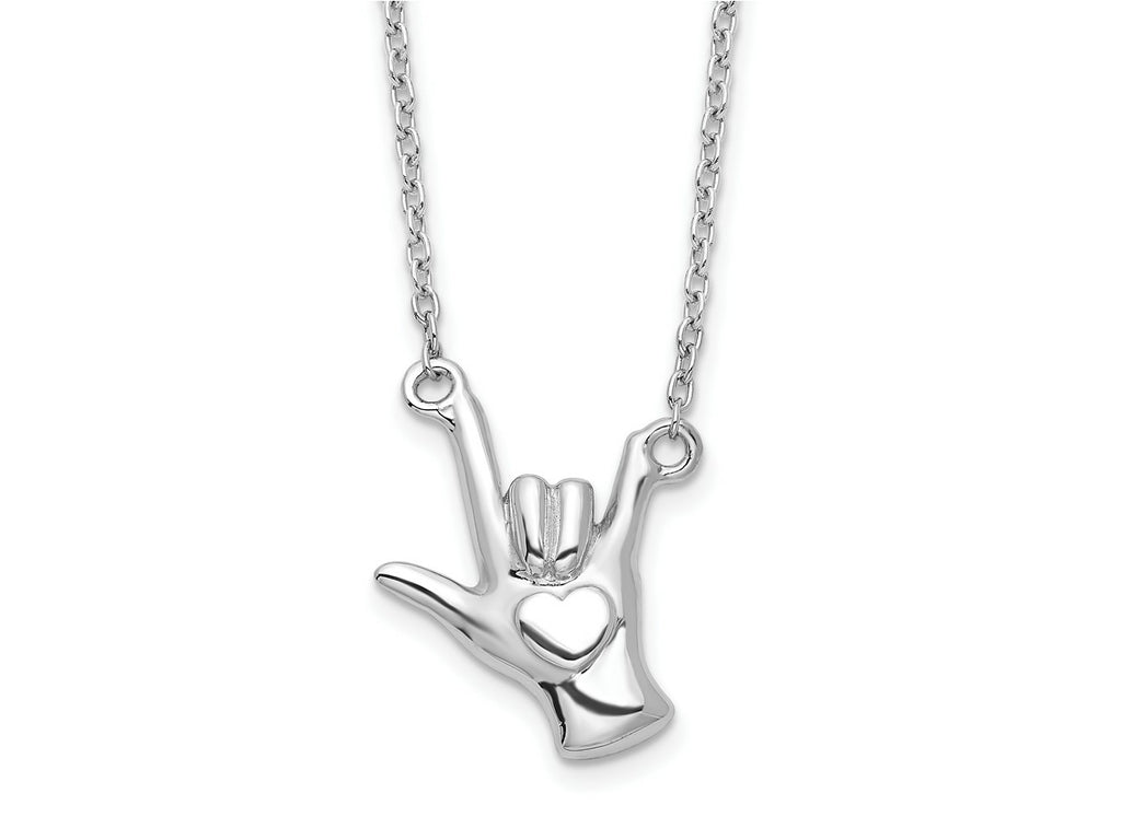 FJC Finejewelers 925 Sterling Silver Cable  I Love You Hand Signal Necklace 18 Inches x 12 mm