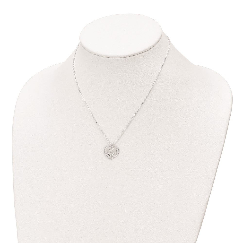 FJC Finejewelers 925 Sterling Silver CZ Hands in Heart Necklace 16 Inches x 16 mm
