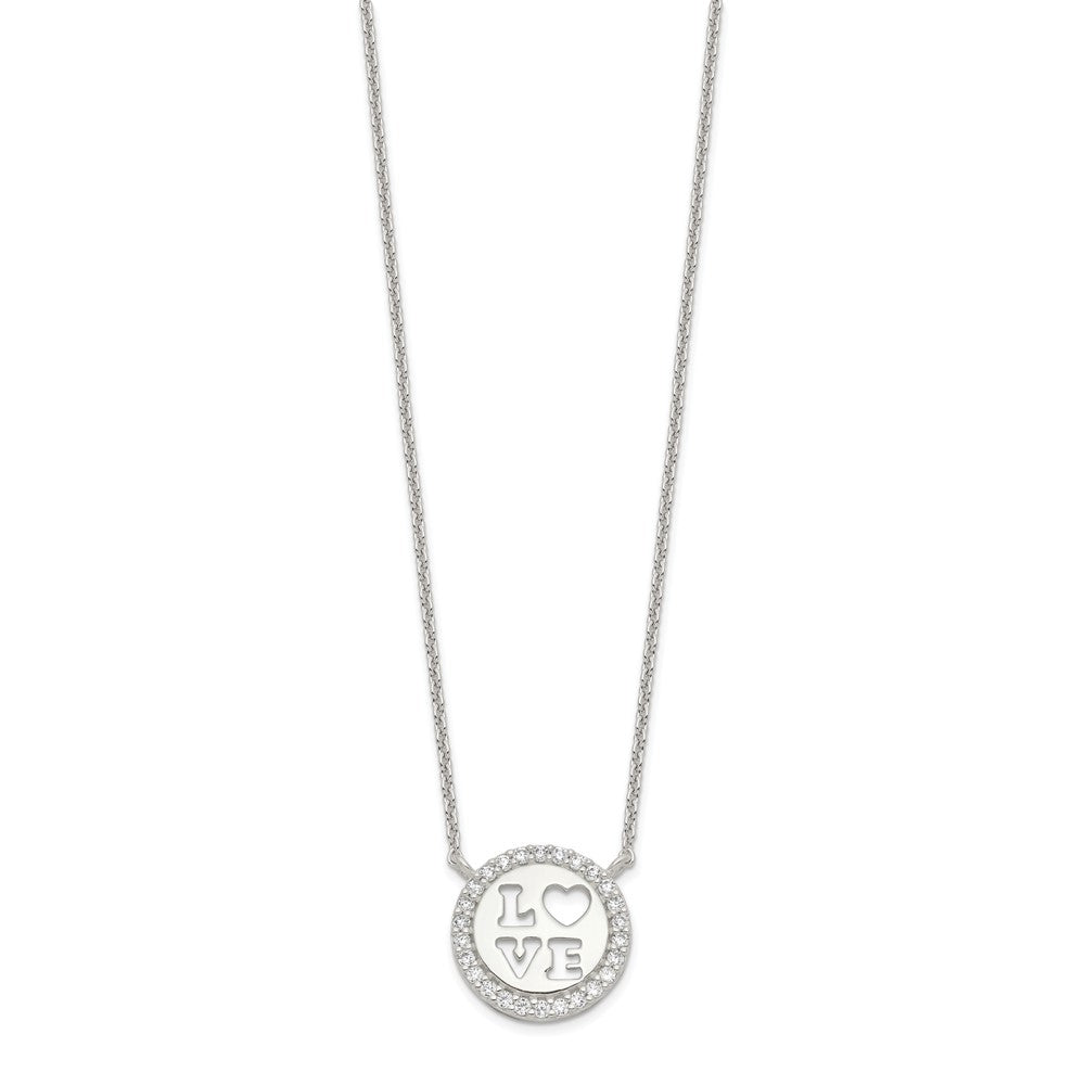 FJC Finejewelers 925 Sterling Silver Cable Polished CZ Love Necklace 18 Inches x 13 mm