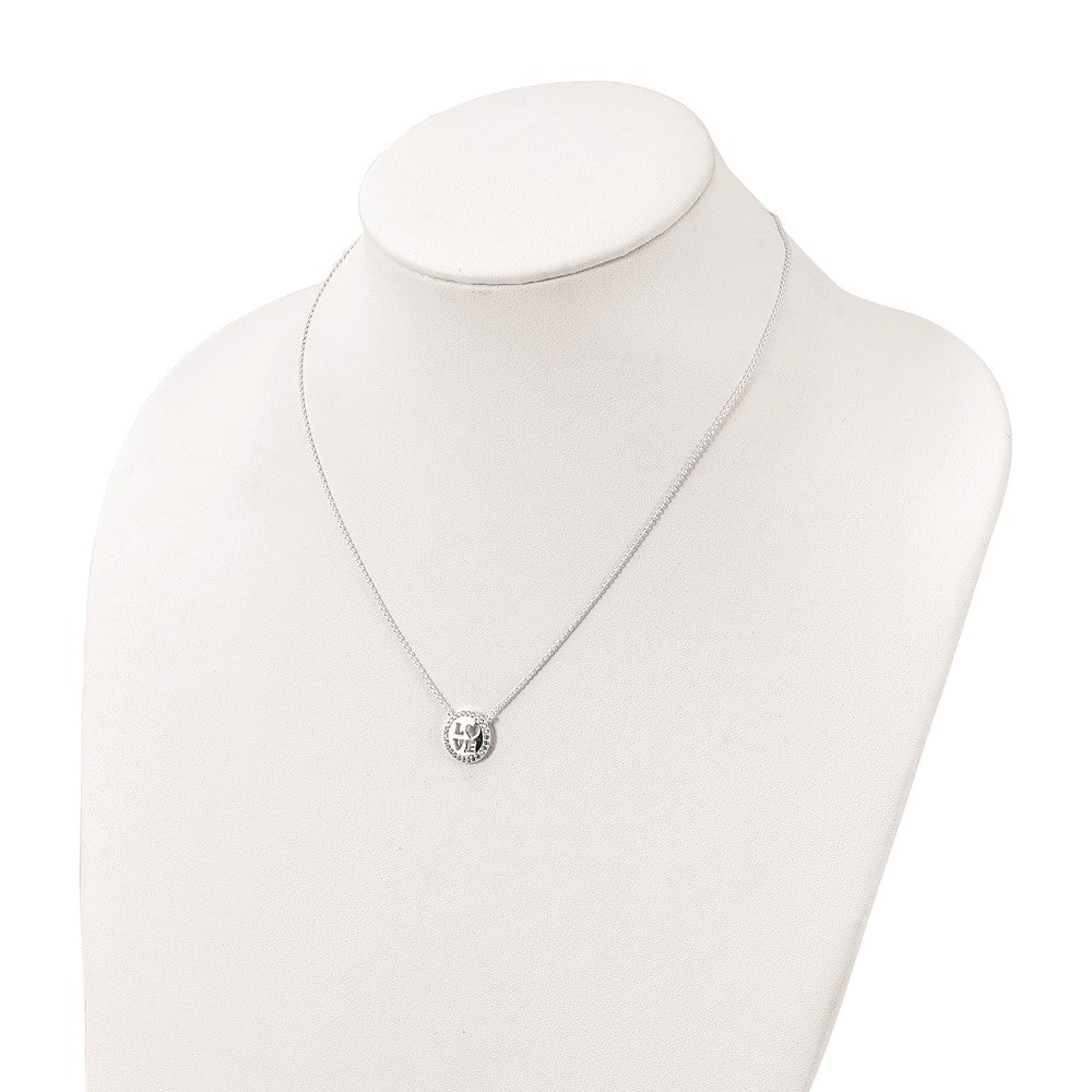 FJC Finejewelers 925 Sterling Silver Cable Polished CZ Love Necklace 18 Inches x 13 mm
