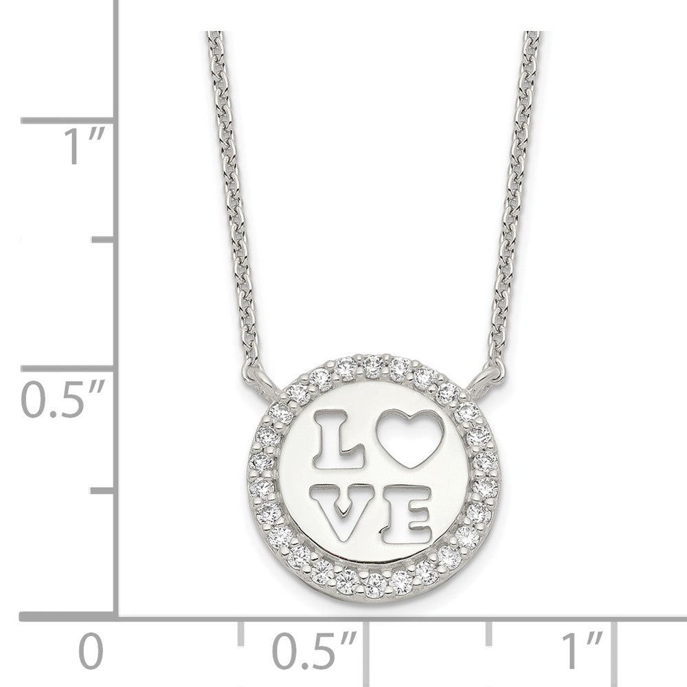 FJC Finejewelers 925 Sterling Silver Cable Polished CZ Love Necklace 18 Inches x 13 mm