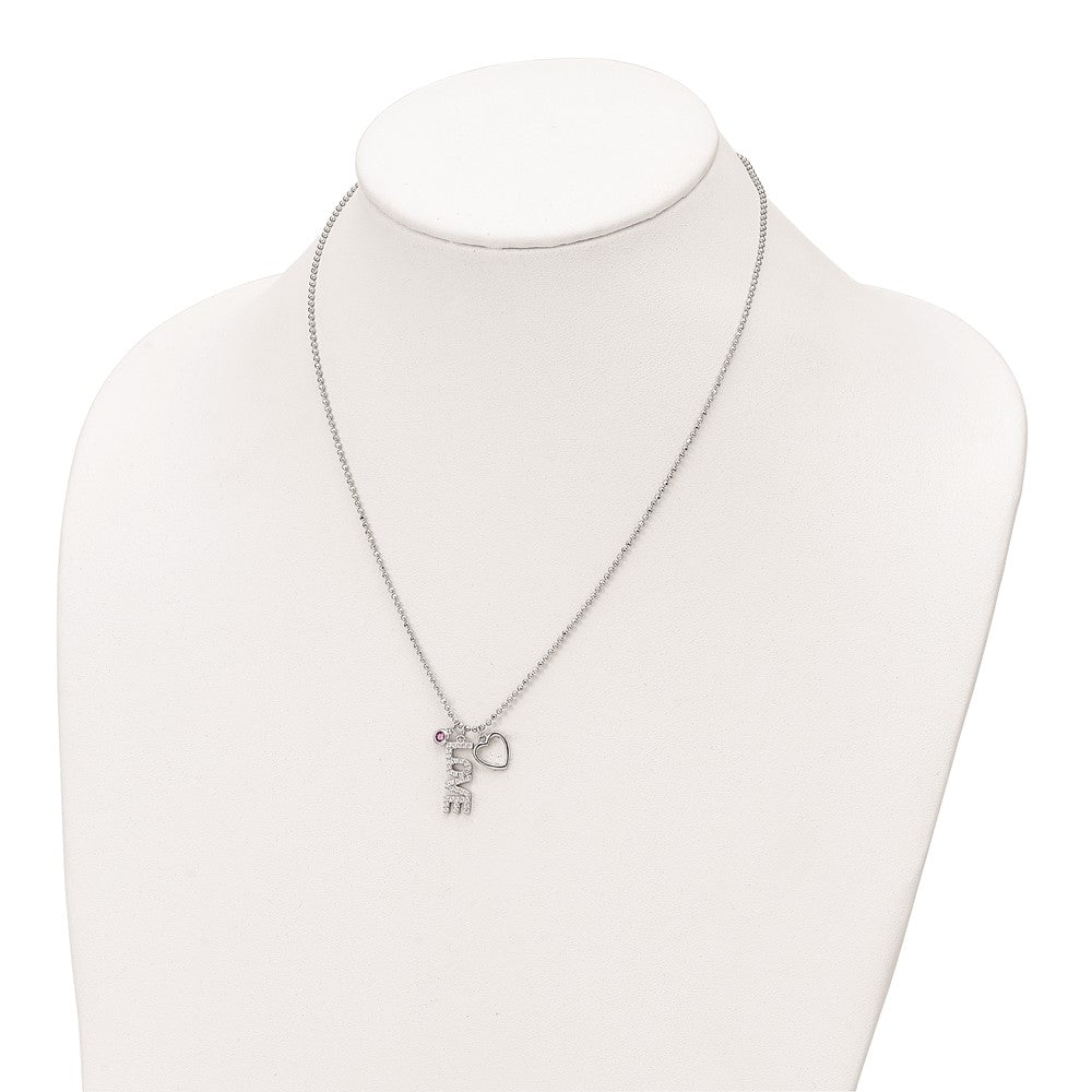 FJC Finejewelers 925 Sterling Silver CZ  Love and Heart Bead Chain Necklace 18 Inches x 5.7 mm