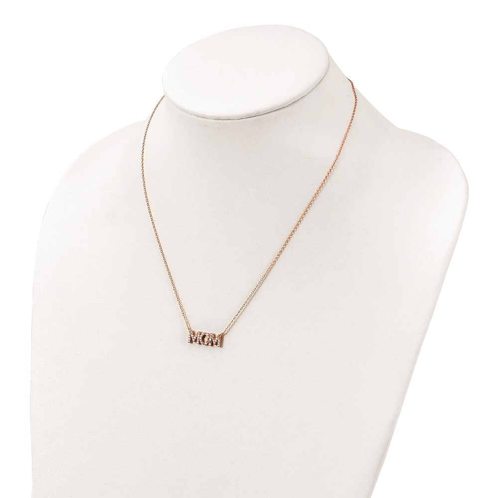 FJC Finejewelers 925 Sterling Silver Cable Polished Rose-tone CZ MOM 18in Necklace 18 Inches x 18 mm