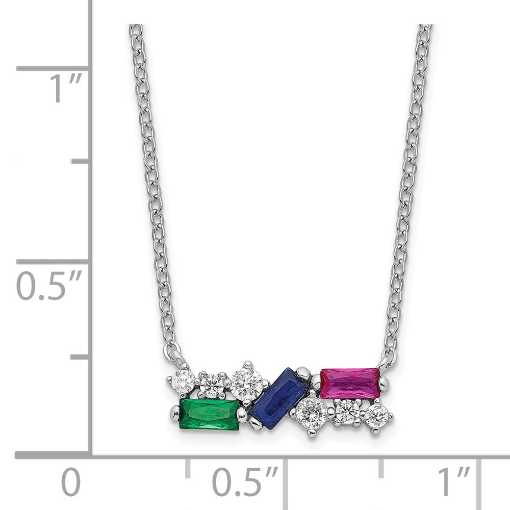 FJC Finejewelers 925 Sterling Silver Cable  Polished Multi-color CZ Necklace 18 Inches x 15 mm