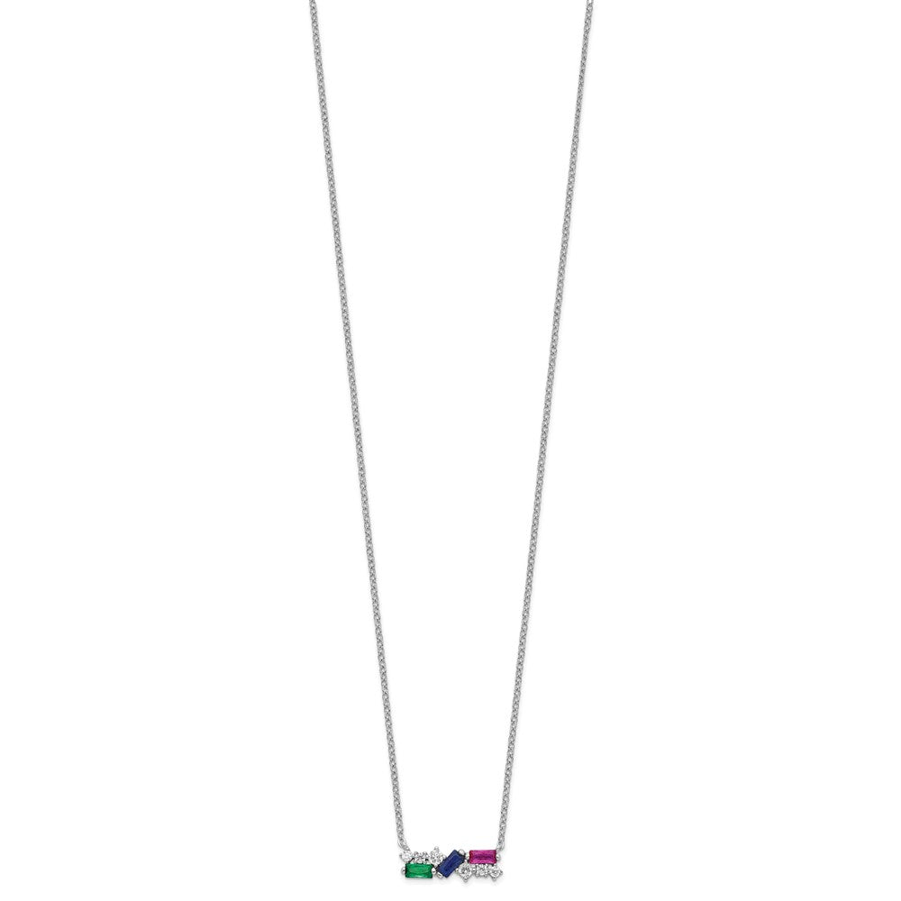 FJC Finejewelers 925 Sterling Silver Cable  Polished Multi-color CZ Necklace 18 Inches x 15 mm