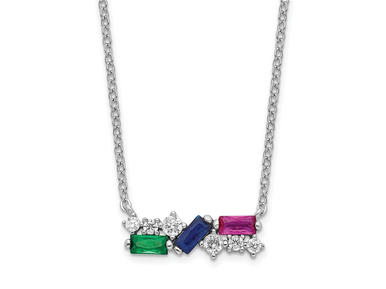 FJC Finejewelers 925 Sterling Silver Cable  Polished Multi-color CZ Necklace 18 Inches x 15 mm