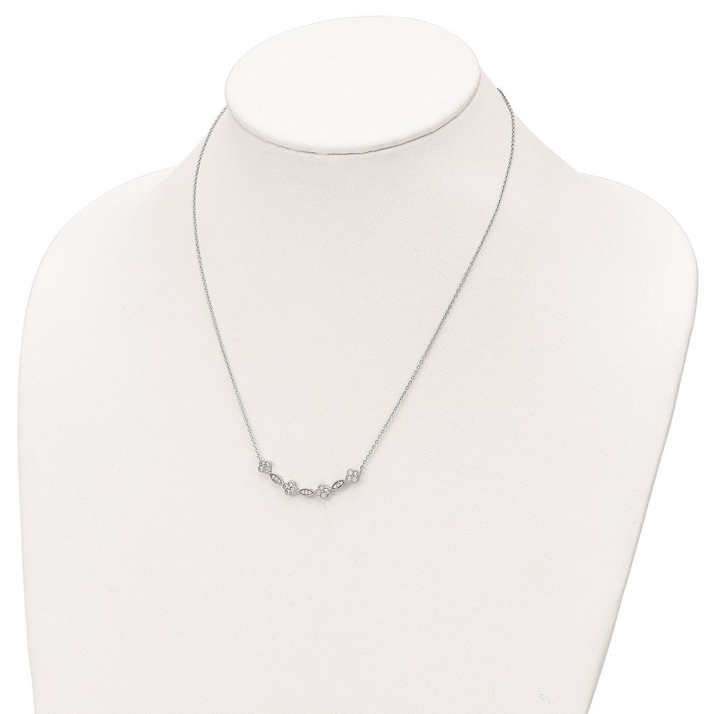 FJC Finejewelers 925 Sterling Silver Rhodium Plated Polished Fancy CZ Necklace 17 Inches x 38 mm