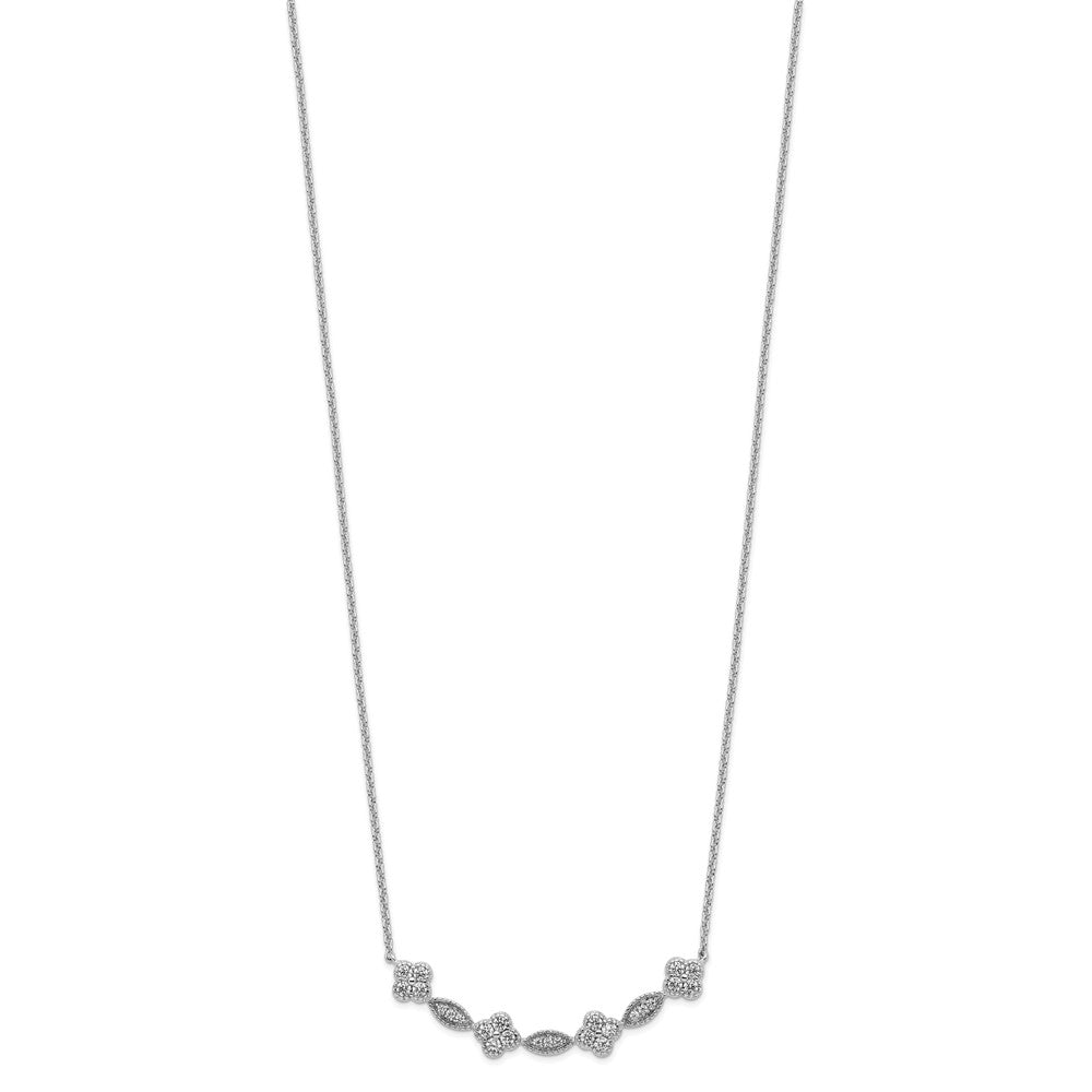 FJC Finejewelers 925 Sterling Silver Rhodium Plated Polished Fancy CZ Necklace 17 Inches x 38 mm
