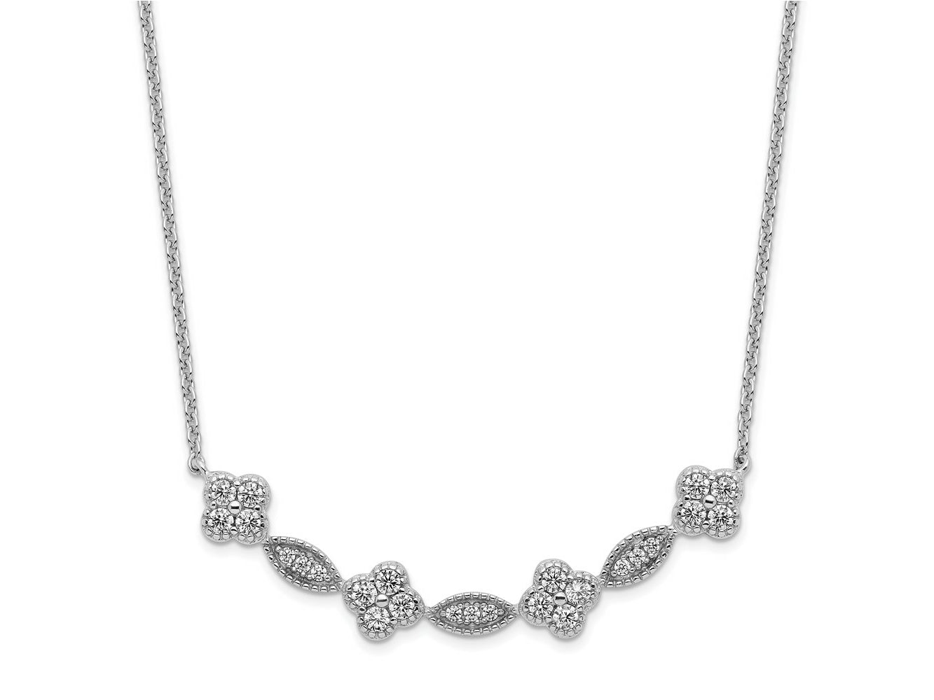 FJC Finejewelers 925 Sterling Silver Rhodium Plated Polished Fancy CZ Necklace 17 Inches x 38 mm