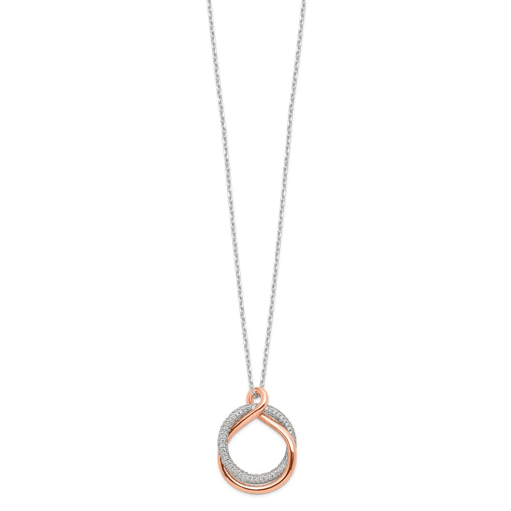 FJC Finejewelers 925 Sterling Silver Slide Rose-tone Pave CZ Twist with 2 in ext. Necklace 15 Inches x 20 mm