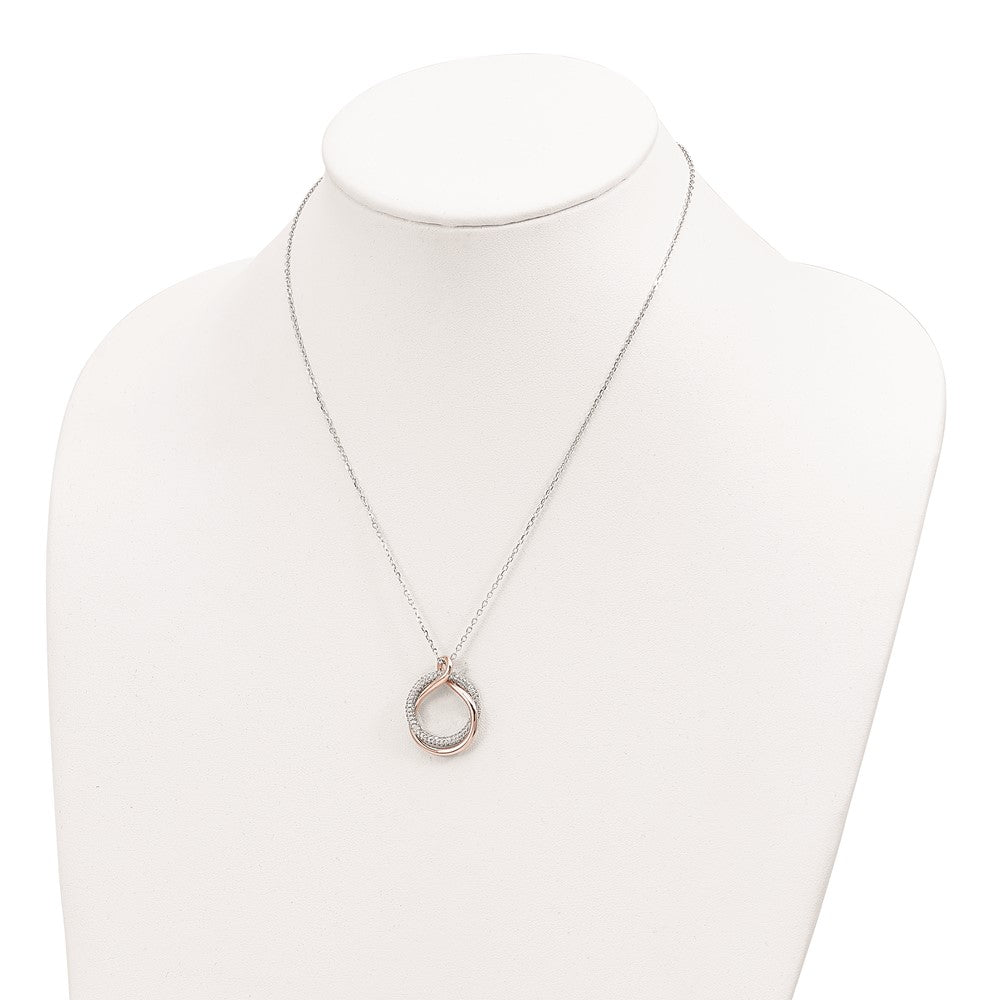 FJC Finejewelers 925 Sterling Silver Slide Rose-tone Pave CZ Twist with 2 in ext. Necklace 15 Inches x 20 mm