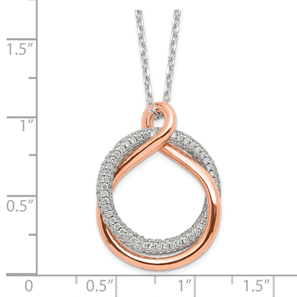 FJC Finejewelers 925 Sterling Silver Slide Rose-tone Pave CZ Twist with 2 in ext. Necklace 15 Inches x 20 mm