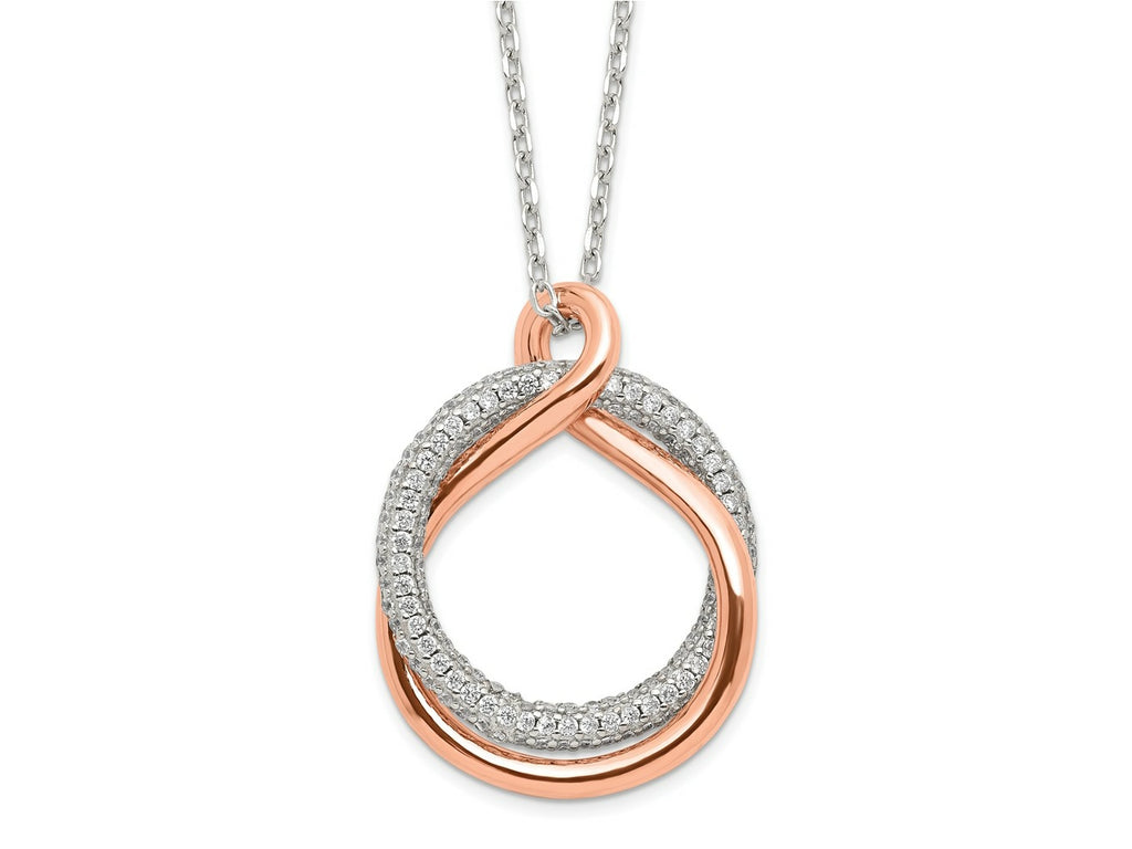 FJC Finejewelers 925 Sterling Silver Slide Rose-tone Pave CZ Twist with 2 in ext. Necklace 15 Inches x 20 mm