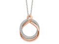 FJC Finejewelers 925 Sterling Silver Slide Rose-tone Pave CZ Twist with 2 in ext. Necklace 15 Inches x 20 mm