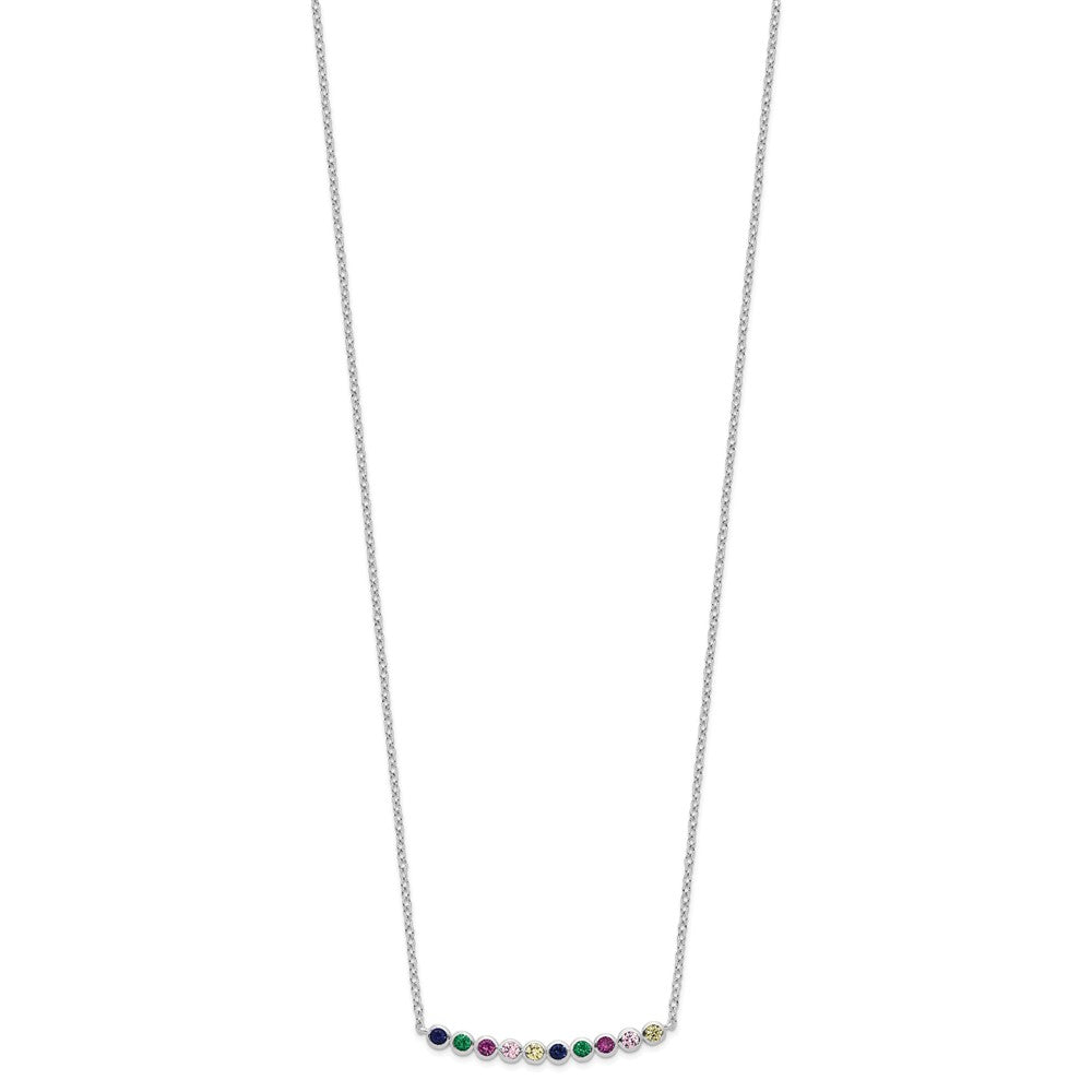 FJC Finejewelers 925 Sterling Silver Cable  Polished Multi-color CZ Bar Necklace 18 Inches x 30 mm