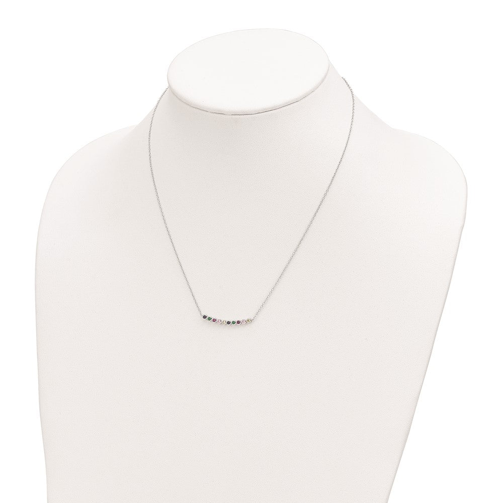 FJC Finejewelers 925 Sterling Silver Cable  Polished Multi-color CZ Bar Necklace 18 Inches x 30 mm