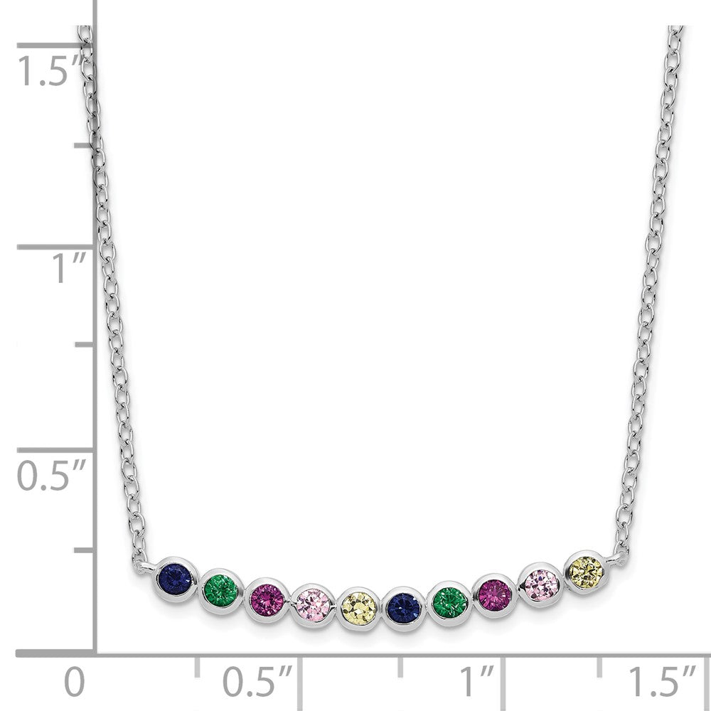 FJC Finejewelers 925 Sterling Silver Cable  Polished Multi-color CZ Bar Necklace 18 Inches x 30 mm